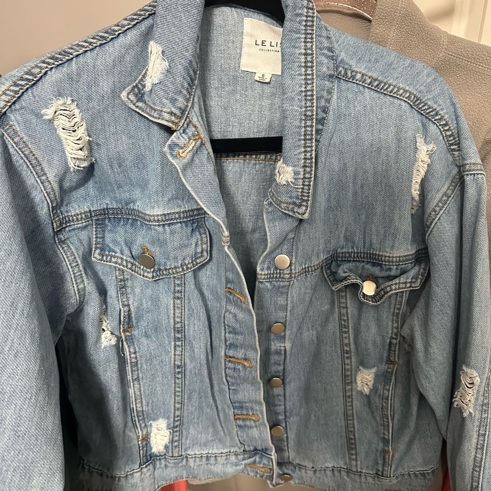 Le Lis Light Blue Distressed Jacket